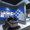 Safety Experience Digital Exhibition Hall Interior With Large Screen Safety Slogan And Display Walls