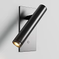 Modern Black Cylindrical Wall Light With Warm Glow And Metal Plate Design