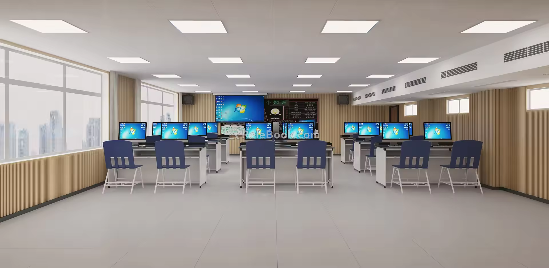 Modern Classroom Multimedia Computer Classroom 3d model