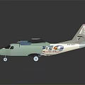 Light Green And White Passenger Aircraft With Twin Wings Tail Logo And Landing Gear