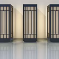 Modern Hinged Doors With Black Grid Frame And Glass Panels For Interior 3d model