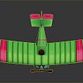 Green Biplane Toy With Pink Edges Blue Body And Propeller For Space Theme
