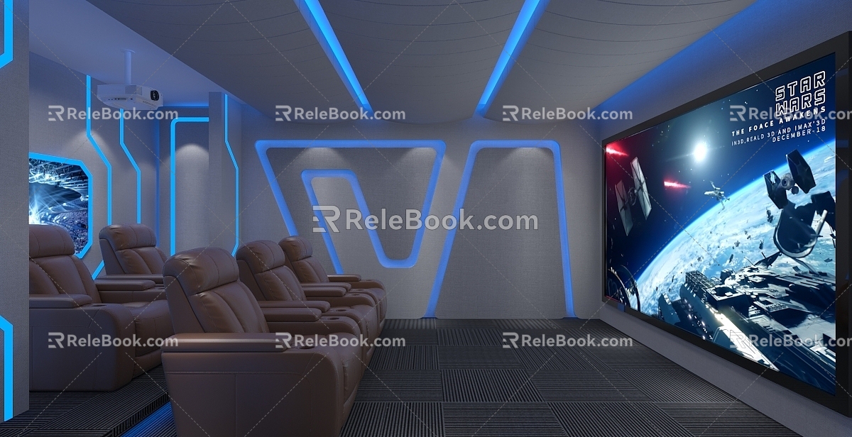 Modern AV Room Simple Technology Home Theater Private Cinema Light Luxury 3d model