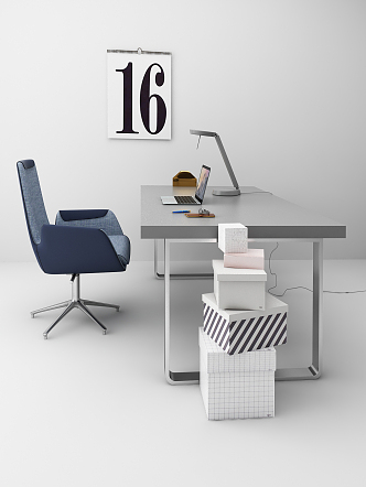 Modern office desk and chair German desk and chair combination 3d model