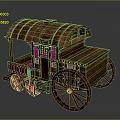 Vintage Wooden Carriage With Arched Roof Large Spoked Wheels And Detailed Design