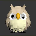 Cute Paper Craft Owl 3D Model With Big Eyes Yellow Beak And Black Claws