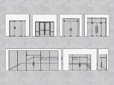Different Modern Entrance Door Designs With Glass Panels And Frame Styles 3d model