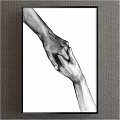 Intertwined Hands Black and White Detailed Sketch Artwork for Home Decor