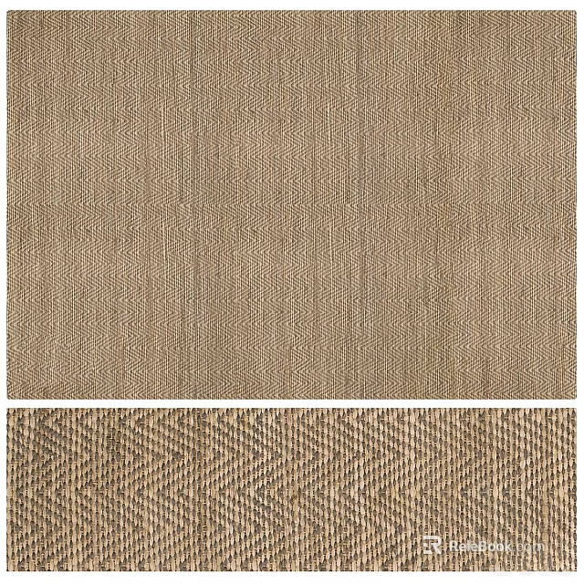 Square Rug Woven Natural Fiber With Neutral Brown Herringbone Textured Pattern 3d model 