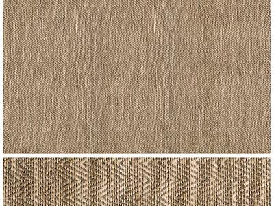 Square Rug Woven Natural Fiber With Neutral Brown Herringbone Textured Pattern 3d model
