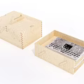 Wooden Decorative Ornament Set With Handle Box And Open Tray Holding Newspaper