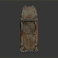 Vintage Rusted Convertible Car With Weathered Body And Classic Design