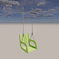 Green Children's Swing Playground Equipment With Blue Sky And White Clouds