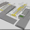 Accessible Architectural Components With Wheelchair Ramp Stainless Steel Handrails Yellow Tactile Paving And Floor Drainage