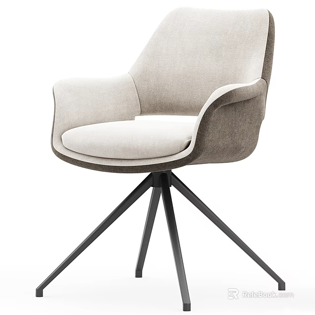 Modern Upholstered Office Chair With Ergonomic Armrests And Black Metal Tripod Base 3d model 