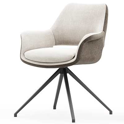 Modern Upholstered Office Chair With Ergonomic Armrests And Black Metal Tripod Base 3d model