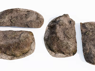 Natural Stone and Wood Decorative Pieces With Textured Surfaces and Natural Patterns 3d model