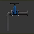 Industrial Hardware Valve With Blue Handwheel Flange Connection And Gray Metal Pipe