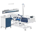 Adjustable Medical Hospital Bed With Control Panel And Bedside Cabinet 3d model