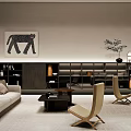 Modern Living Room Interior Design With Sofa Bookshelves Artwork And Chairs