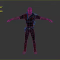 Game And Movie Character 3D Model Bald Head Dark Outfit Leather Straps Extended Arms Pose