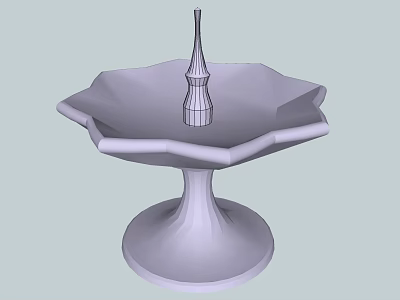 3D Model of Decorative Fountain with Petal Shaped Rim and Elegant Top Ornament 3d model