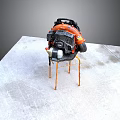 Professional Backpack Leaf Blower Orange And Black With Metal Stand On Concrete Floor