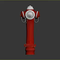 Red Fire Hydrant With White Top Valve And Reflective Base On Dark Background 3d model