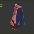 Blue and White Golf Bag with Stand and Pink Logo for Sports Equipment Use