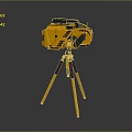 Yellow Measuring Device Instrument Mounted On Tripod Stand For Industrial Work
