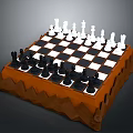 Classic Chessboard With Black And White Pieces On Wooden Decorative Frame