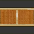 Simple Wooden Orange Storage Cabinet With Double Doors And Metal Handle