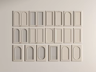 Wall Panels With Various Shapes Including Arched And Rectangular On White Background 3d model