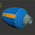 Metallic Shiny Blue Weapon With Orange Stripes Silver End And Red Section