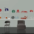 Modern Brand Logos Wall Display with Famous Brands Like HUAWEI BMW and PUMA