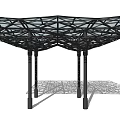 Modern Pergola Design With Geometric Glass Roof And Black Support Columns