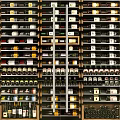 Wooden Wine Cabinet With Glass Door And Organized Wooden Racks For Wine Bottles