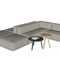 Comfortable Modern Gray Fabric Modular Sectional Sofa With Small Coffee Tables 3d model