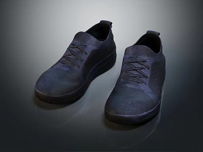 Black Casual Lace Up Shoes with Sleek Modern Design and Comfortable Thick Sole 3d model