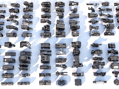 Hard surface mechanical parts combination of mechanical parts 3d model