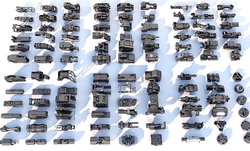 Hard surface mechanical parts combination of mechanical parts 3d model