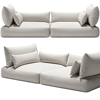 Light Gray Sectional Sofa Set With Multiple Soft Cushions And Modular Design 3d model