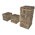 Three Wooden Crates In Various Sizes With Wooden Material And Metal Straps