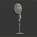 Household White Standing Fan With Red Control Panel And Modern Design