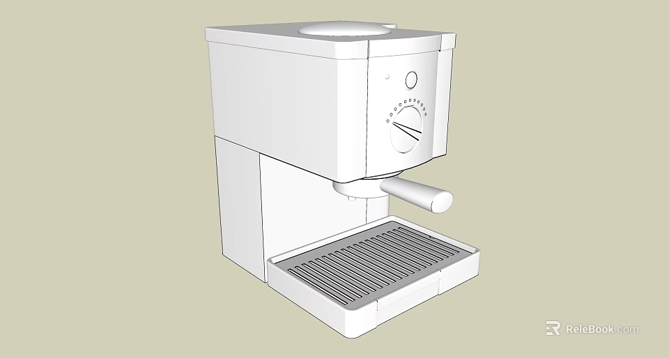 White Espresso Coffee Machine A Modern Kitchen Appliance With Handle And Tray 3d model 