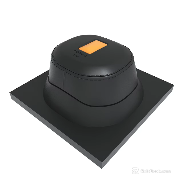 Modern Functional Black Dome Structure With Orange Square Panel On Square Base 3d model 