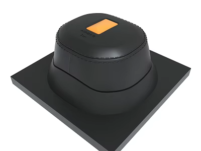 Modern Functional Black Dome Structure With Orange Square Panel On Square Base 3d model