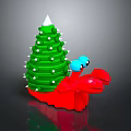 Red Crab With Green Christmas Tree Structure On Back Blue Eyes And White Spiked Top
