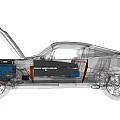 Car Cutaway Perspective View Showing Engine Seats And Internal Mechanical Components 3d model