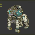Sci-Fi Robotic Dog Creature With Metallic Armor Green Accents And Mechanical Parts